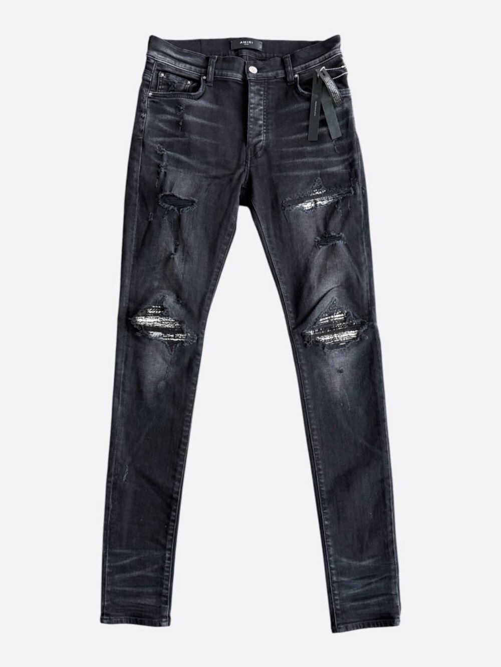 Amiri Aged Black Tweed Patch MX1 Jeans